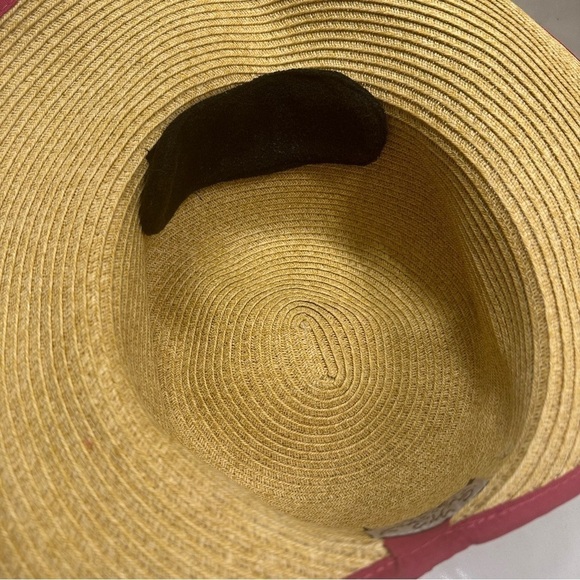 Sun N Sand French Laundry Wide Brim Backless Paper Braid With Fuchsia Ribbon Hat - Picture 6 of 8